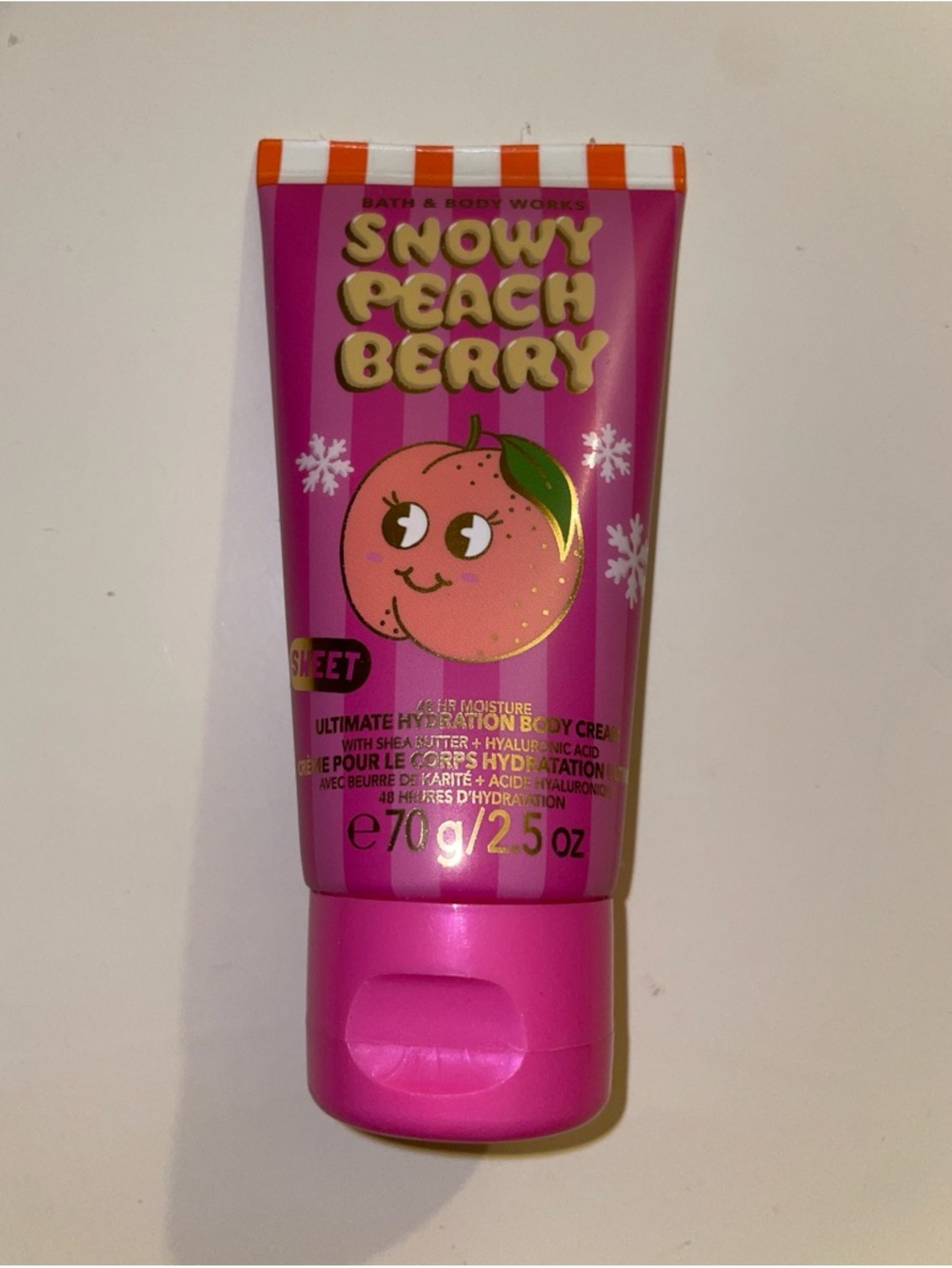 Bath & Body Works Snowy Peach Berry Body Cream 2.5oz Travel Size Discontinue New